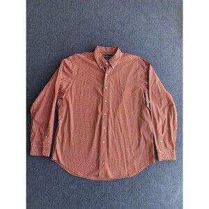 Ralph Lauren Shirt Men's XL Orange Stripe Cotton Classic Long Sleeve Flash Pony